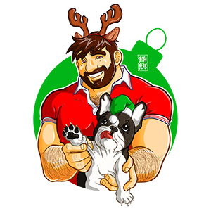 Bobo Bear: Adam likes frenchies - green Xmas bauble Bobo Bear: Adam likes frenchies - green Xmas bauble