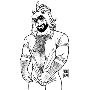 Bobo Bear - Adam likes unicorns - black lineart