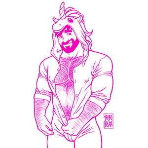 Bobo Bear - Adam likes unicorns - pink lineart