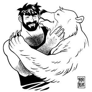 Bobo Bear - Bear kiss - black lineart