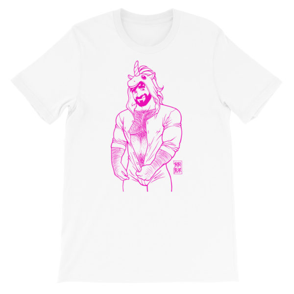 ADAM LIKES UNICORNS - PINK LINEART - Short-Sleeve Unisex T-Shirt