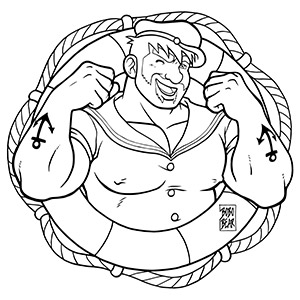 Bobo Bear: Adam likes sailors - lineart Bobo Bear: Adam likes sailors - lineart