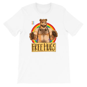 ADAM LIKES HUGS - GAY PRIDE - Short-Sleeve Unisex T-Shirt - White, M