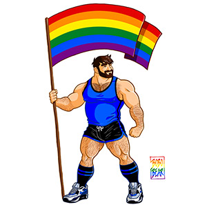 Bobo Bear: Adam likes Gay Pride Flag - Blue Outfit