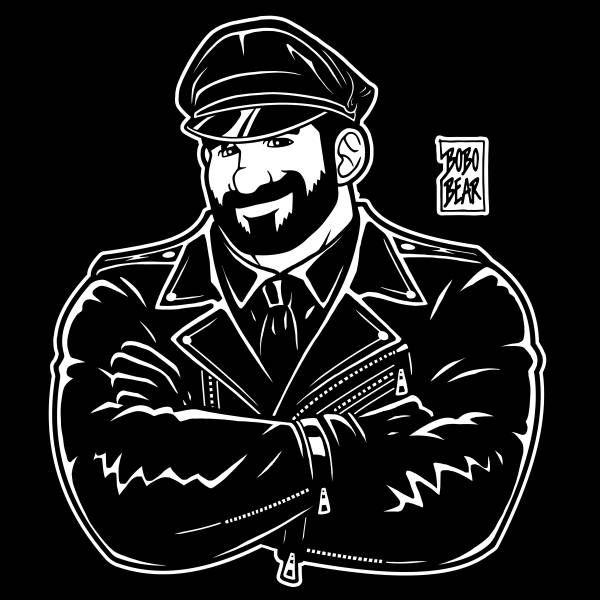 Bobo Bear: ADAM LIKES CROSSING ARMS FULL LEATHER - Lineart