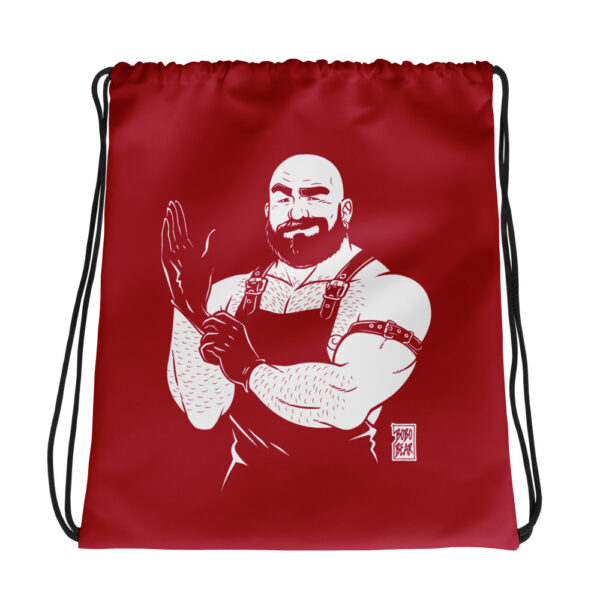 JIM LIKES FF LINEART - RED - Bobo Bear Drawstring bag