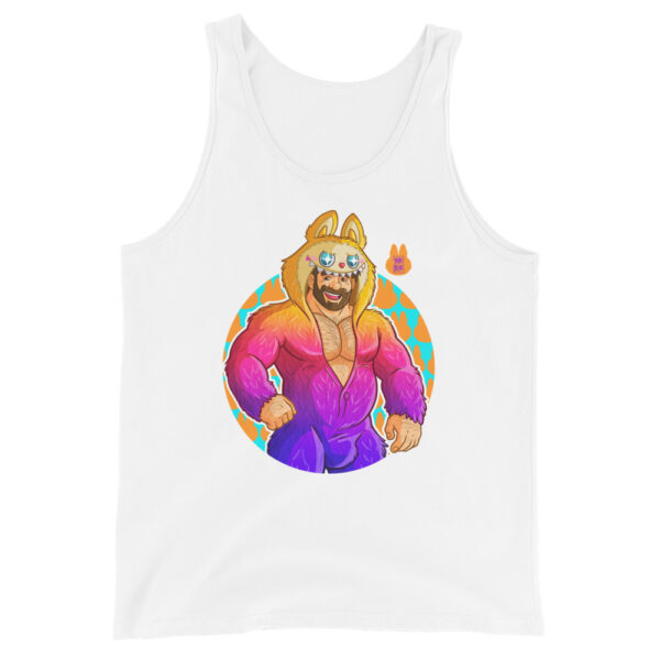 ADAM LIKES LA-BOBO - DETAIL - Yellow Pink Onesie - Bobo Bear Men's Tank Top